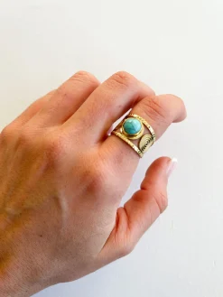 Anillo big blue dorado