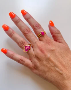 Anillo corazón rosa dorado