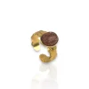 Anillo óvalo marrón purpurina