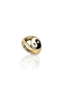 Anillo ying yang corazón dorado
