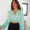 Blusa cruzada satin menta