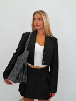 Bolso ante flecos gris