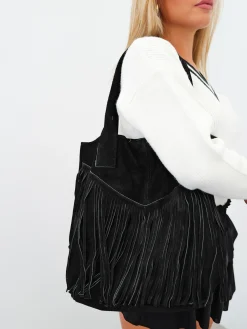 Bolso ante flecos negro