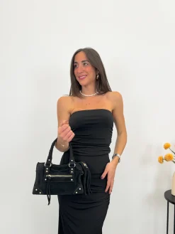 Bolso hebillas piel ante negro