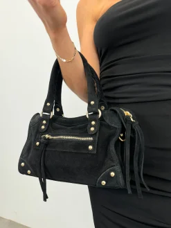 Bolso hebillas piel ante negro