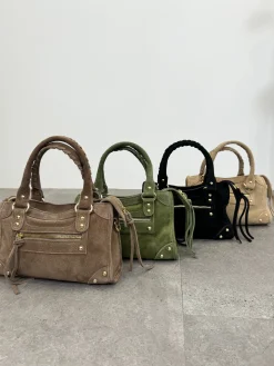 Bolso hebillas piel ante beige