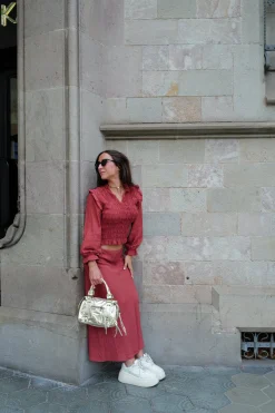 Bolso hebillas piel brillos dorado