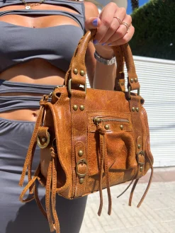 Bolso hebillas piel mate camel