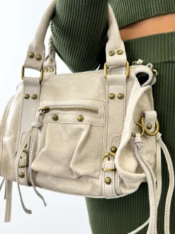 Bolso hebillas piel mate crema