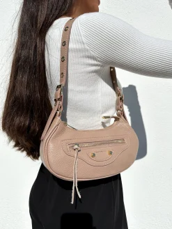 Bolso hombro baguette beige