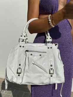 Bolso maxi hebillas vegano blanco
