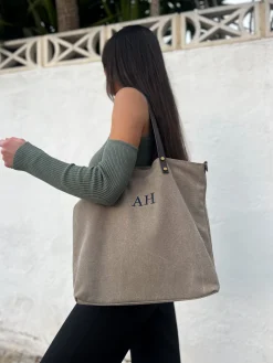 Bolso maxi nylon beige