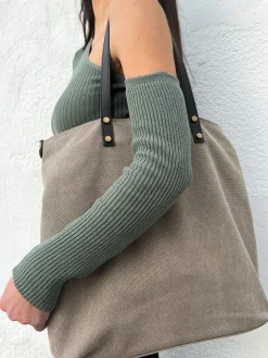 Bolso maxi nylon beige