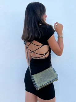 Bolso midi piel caqui