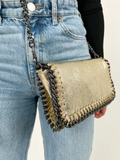 Bolso midi piel dorado