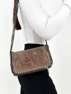 Bolso midi piel marrón