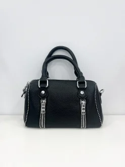 Bolso mini cremalleras negro