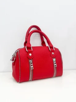 Bolso mini cremalleras rojo