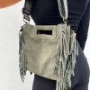 Bolso piel flecos botella