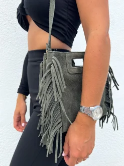 Bolso piel flecos botella