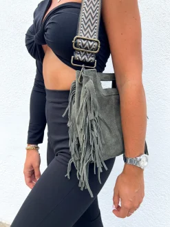 Bolso piel flecos botella