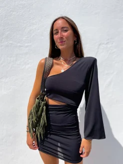 Bolso piel flecos caqui