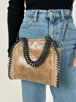 Bolso pocket bag brillo beige