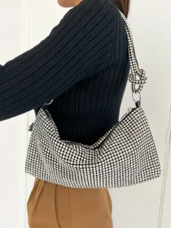 Bolso strass nudo plata