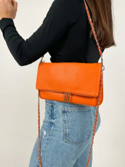 Bolso vegano cadenas naranja