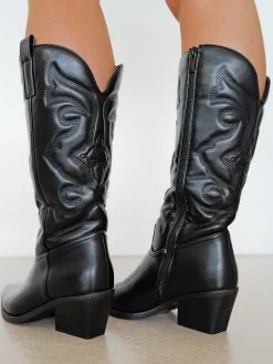 Bota efecto piel cowboy negro