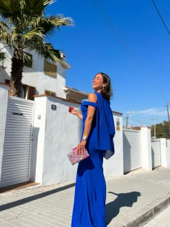 Chal capa gasa azul