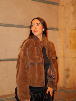 Chaqueta pelo cremallera chocolate