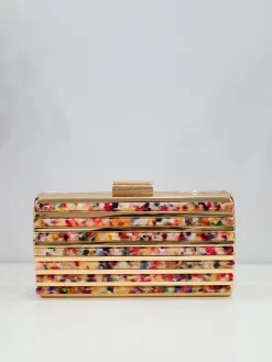 Clutch bandas colores dorado