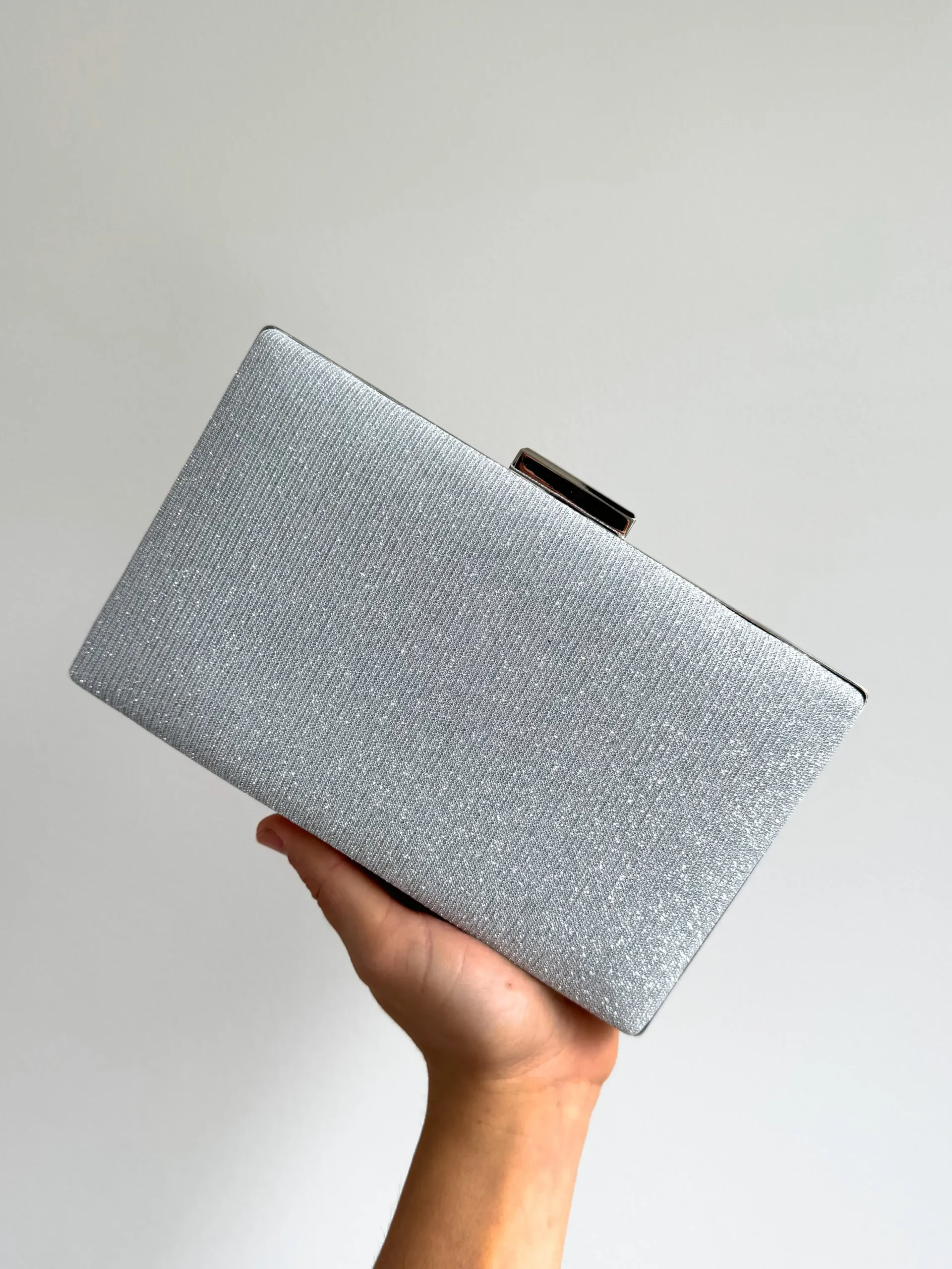 Clutch brillitos rectángulo plata