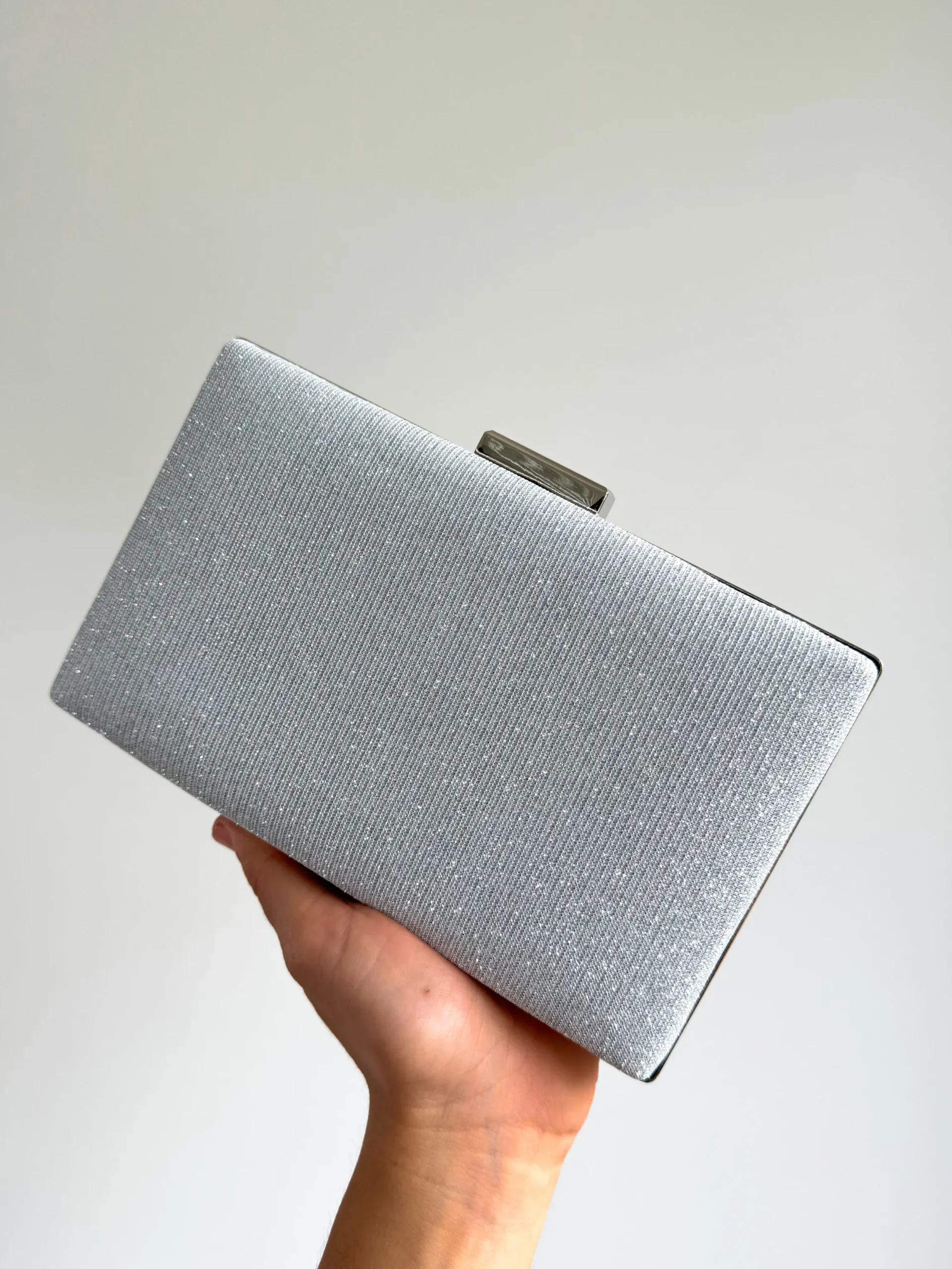 Clutch brillitos rectángulo plata