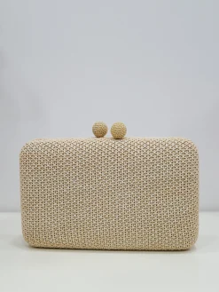Clutch fiesta efecto rafia beige