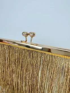 Clutch flecos dorado