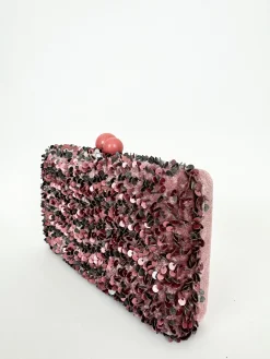 Clutch glitter velvet rosa
