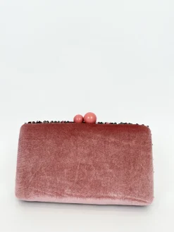 Clutch glitter velvet rosa