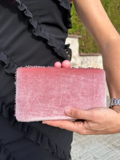 Clutch glitter velvet rosa