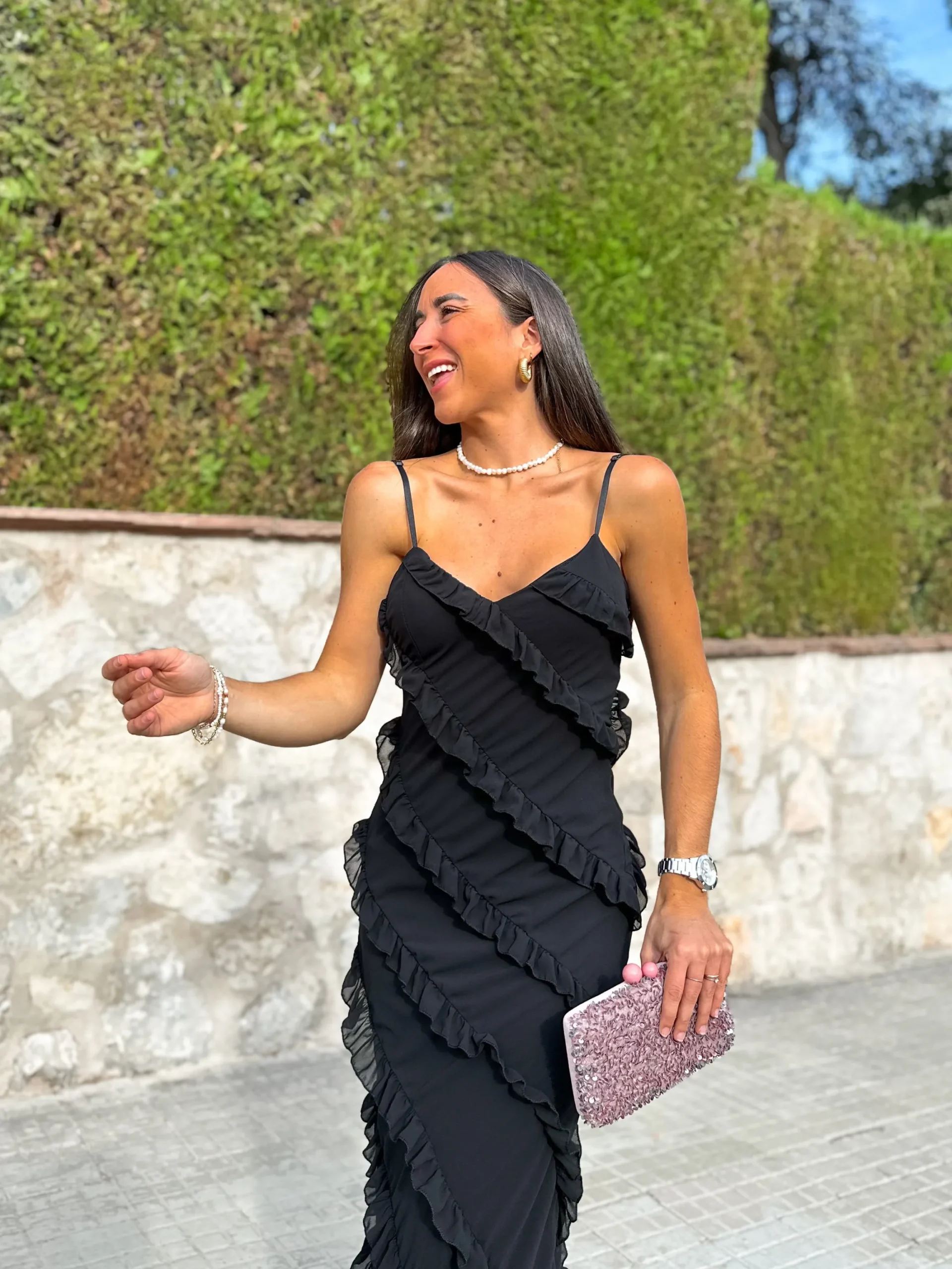 Clutch glitter velvet rosa