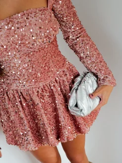 Clutch piel bombonera plateado