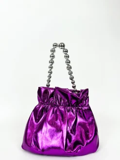 Clutch saco perlas lila