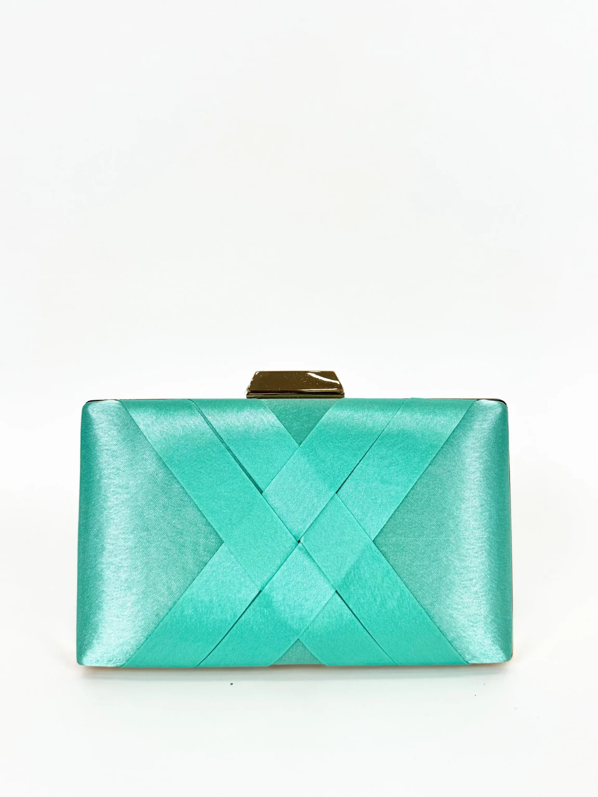 Clutch satinado verde turquesa