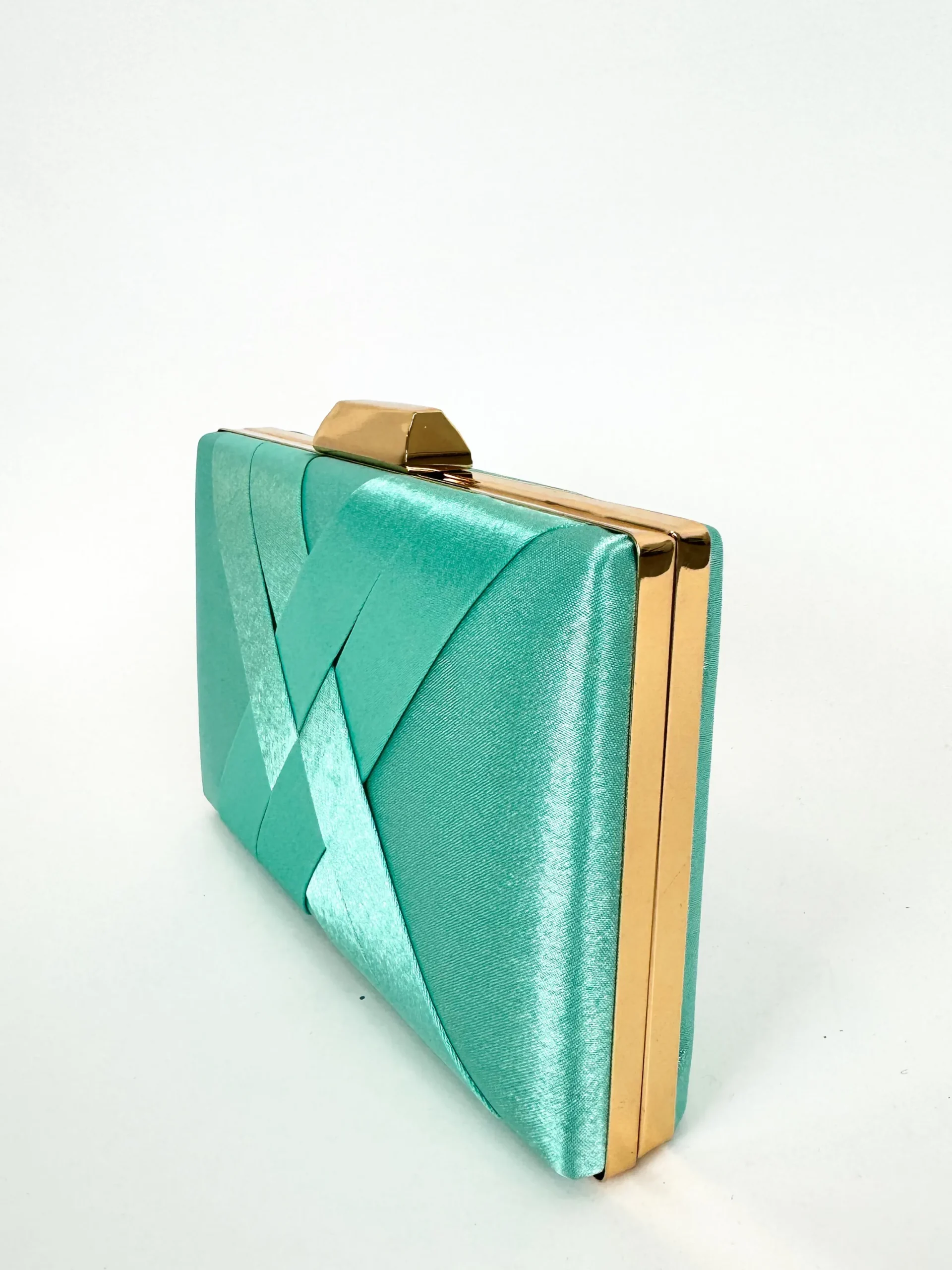 Clutch satinado verde turquesa