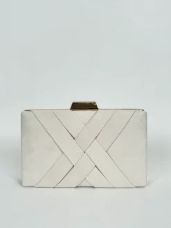 Clutch trenzado beige