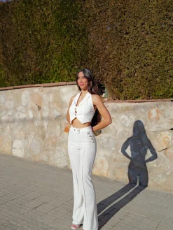 Conjunto largo botones blanco