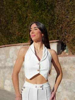 Conjunto largo botones blanco