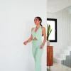 Conjunto largo botones menta