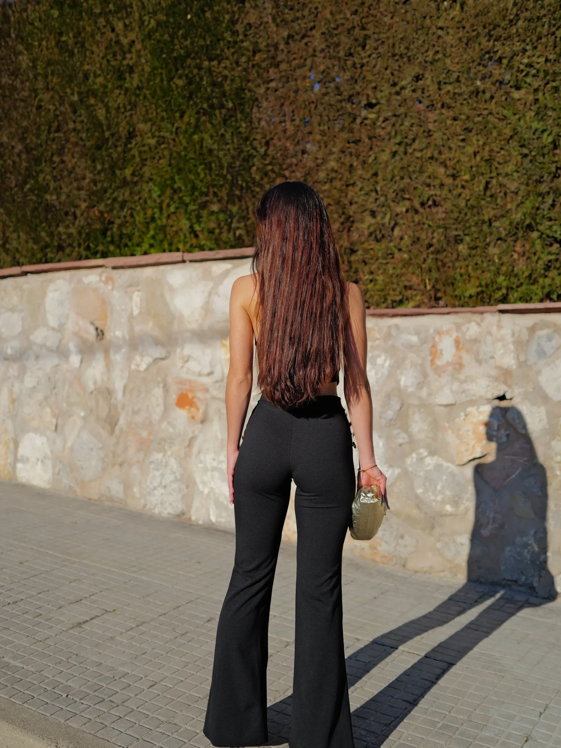 Conjunto largo botones negro